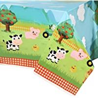 WERNNSAI Manteles de Granja - 137 x 274 cm Manteles de Plástico Desechable Suministros de Fiesta de Temáticas de Granja…